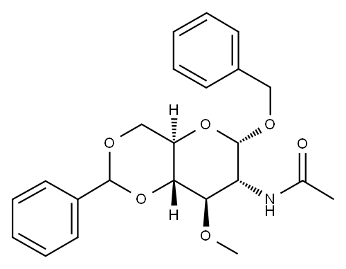 BENZYL 2-ACETAMIDO-4,6-O-BENZYLIDENE-2-DEOXY-3-O-METHYL-ALPHA-D-GLUCOPYRANOSIDE Structure