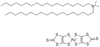 DIMETHYLDIOCTADECYLAMMONIUM BIS(1,3-DITHIOLE-2-THIONE-4,5-DITHIOLATO)AURATE(III) Structure