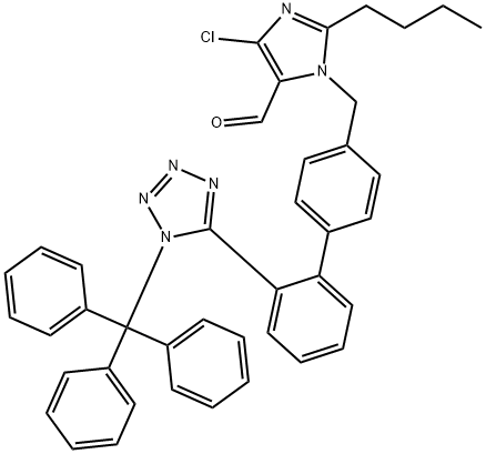 2-Butyl-4-chloro-1-[[2'-[1-(triphenylmethyl)-1H-tetrazol-5-yl][1,1'-biphenyl]-4-yl]methyl]-1H-imidazole-5-carboxaldehyde Structure