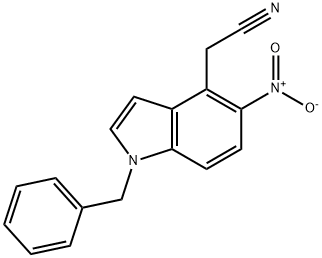 1H-INDOLE-4-ACETONITRILE, 5-NITRO-1-(PHENYLMETHYL)- Structure
