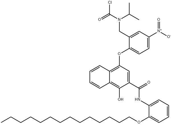 4-(2-(N-CHLOROCARBONYL-N-ISOPROPYL)AMINOMETHYL-4-NITRO)PHENOXY-1-HYDROXY-N-(2-TETRADECYLOXYPHENYL)-2-NAPHTHALENE CARBOXAMIDE Structure