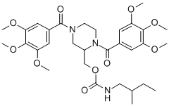 Carbamic acid, (2-methylbutyl)-, (1,4-bis(3,4,5-trimethoxybenzoyl)-2-p iperazinyl)methyl ester Structure