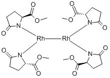 DIRHODIUM (II) TETRAKIS(METHYL 2-PYRROLIDONE-5(S)-CARBOXYLATE)ACETONITRILE/2-PROPANOL COMPLEX Structure