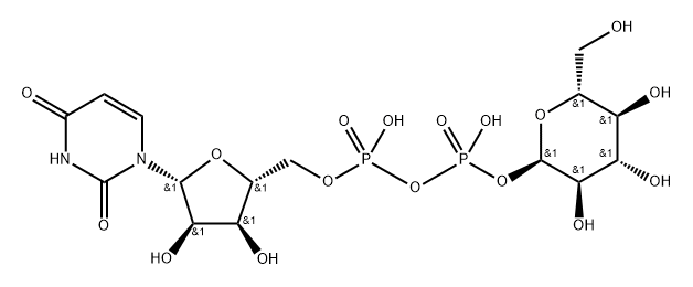 Uridine 5'-(trihydrogen diphosphate), mono-alpha-d-glucopyranosyl ester  Structure