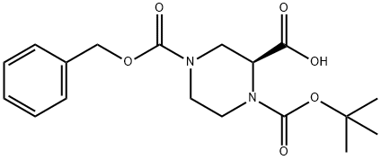 (S)-N-1-Boc-N-4-Cbz-2-piperazine carboxylic acid Structure