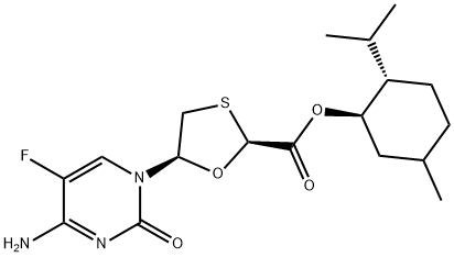 [1R-[1(2S*,5R*),2beta,5alpha]]-5-(4-Amino-5-fluoro-2-oxo-1(2H)-pyrimidinyl)-1,3-oxathiolane-2-carboxylic acid 5-methyl-2-(1-methylethyl)cyclohexyl ester Structure