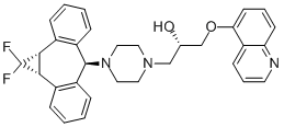 (2R)-1-{4-[(1aR,6r,10bS)-1,1-Difluoro-1,1a,6,10b-tetrahydrodibenzo[a,e]cyclopropa[c]cyclohepten-6-yl]piperazin-1-yl}-3-(quinolin-5-yloxy)propan-2-ol Structure