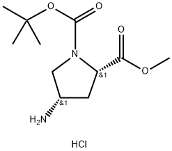 (2S,4S)-1-tert-Butyl 2-methyl 4-aminopyrrolidine-1,2-dicarboxylate hydrochloride Structure