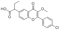 2-(4-Chlorophenyl)-alpha-ethyl-3-methoxy-4-oxo-4H-1-benzopyran-6-aceti c acid Structure