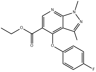 ETHYL 1,3-DIMETHYL-4-(4-FLUOROPHENOXY)-1H-PYRAZOLO[3,4-B]PYRIDINE-5-CARBOXYLATE Structure