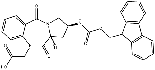 (2S,11AS)-FMOC-2-AMINO-10-CARBOXYMETHYL-1,2,3,11A-TETRAHYDRO-10H-PYRROLO[2,1-C][1,4]-BENZODIAZEPINE-5,11-DIONE Structure