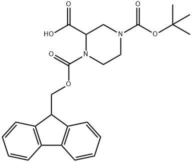 4-Boc-1-Fmoc-2-piperazinecarboxylic acid Structure