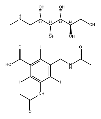 1-deoxy-1-(methylamino)-D-glucitol alpha,5-diacetamido-2,4,6-triiodo-m-toluate Structure