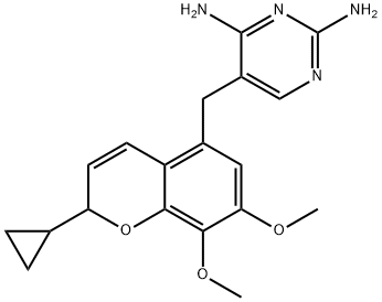 5-[(2-cyclopropyl-7,8-dimethoxy-2H-chromen-5-yl)methyl]pyrimidine-2,4- diamine Structure