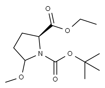 1,2-Pyrrolidinedicarboxylic acid, 5-Methoxy-, 1-(1,1-diMethylethyl) 2-ethyl ester, (2S)- Structure