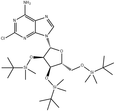 2-Chloro-2',3',5'-tris-O-[(1,1-diMethylethyl)diMethylsilyl]-adenosine Structure