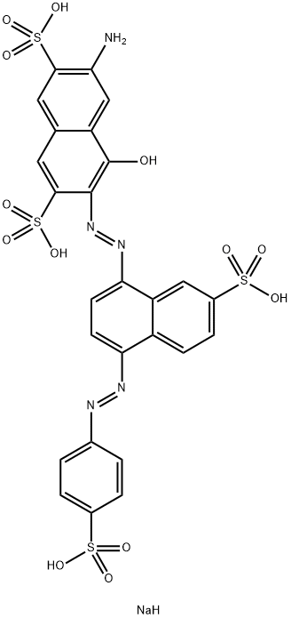tetrasodium 6-amino-4-hydroxy-3-[[7-sulphonato-4-[(4-sulphonatophenyl)azo]-1-naphthyl]azo]naphthalene-2,7-disulphonate Structure