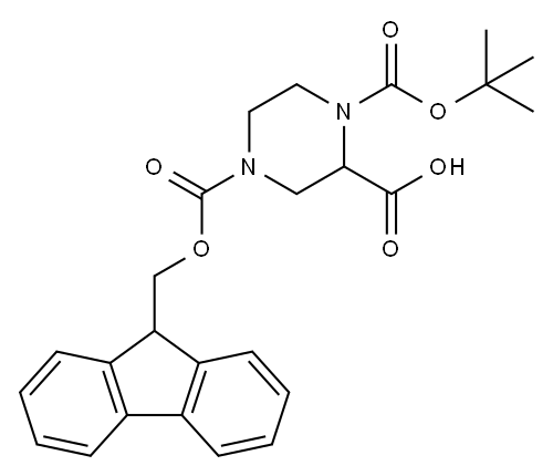 1-Boc-4-Fmoc-2-piperazinecarboxylic acid Structure