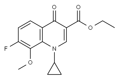 1-CYCLOPROPYL-7-FLUORO-1,4-DIHYDRO-8-METHOXY-4-OXO-3-QUINOLINECARBOXYLIC ACID, ETHYL ESTER Structure