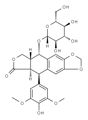 4'-demethylepipodophyllotoxin-9 beta-glucopyranoside Structure
