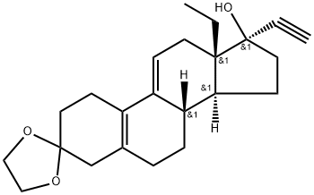 17-Ethinyl-17-hydroxy-18-methylestra-5(10),9(11)-dien-3-one-3-ethylene ketal Structure