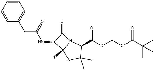 Pivaloyloxymethyl6-(phenylacetamido)penicillanate Structure