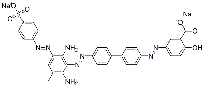 disodium 5-[[4'-[[2,6-diamino-3-methyl-5-[(4-sulphonatophenyl)azo]phenyl]azo][1,1'-biphenyl]-4-yl]azo]salicylate Structure