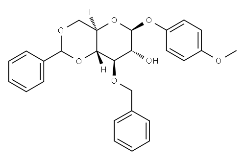 4-METHOXYPHENYL 3-O-BENZYL-4,6-O-BENZYLIDENE-BETA-D-GLUCOPYRANOSIDE Structure