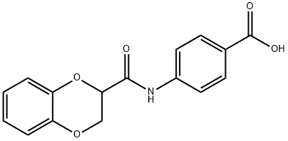 4-[(2,3-DIHYDRO-1,4-BENZODIOXIN-2-YLCARBONYL)AMINO]BENZENECARBOXYLIC ACID Structure
