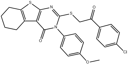 2-{[2-(4-chlorophenyl)-2-oxoethyl]sulfanyl}-3-(4-methoxyphenyl)-5,6,7,8-tetrahydro[1]benzothieno[2,3-d]pyrimidin-4(3H)-one Structure