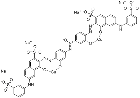 tetrasodium [mu-[[3,3'-[azoxybis[(2-hydroxy-p-phenylene)azo]]bis[4-hydroxy-6-(3-sulphoanilino)naphthalene-2-sulphonato]](8-)]]dicuprate(4-) Structure