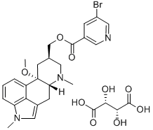 5-bromo-3-(10-methoxy-1,6-dimethylergolin-8beta-ylmethoxycarbonyl)pyridinium hydrogen [R-(R*,R*)]-tartrate Structure