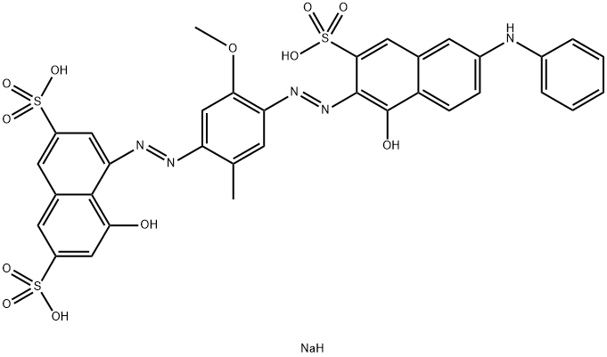 trisodium 4-hydroxy-5-[[4-[[1-hydroxy-6-(phenylamino)-3-sulphonato-2-naphthyl]azo]-5-methoxy-2-methylphenyl]azo]naphthalene-2,7-disulphonate Structure