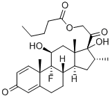 9-Fluoro-11b,17,21-trihydroxy-16a-methylpregna-1,4-diene-3,20-dione 17-valerate Structure