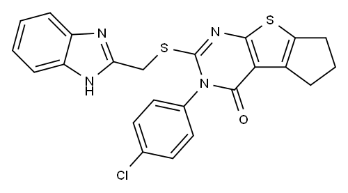 2-[(1H-benzimidazol-2-ylmethyl)sulfanyl]-3-(4-chlorophenyl)-3,5,6,7-tetrahydro-4H-cyclopenta[4,5]thieno[2,3-d]pyrimidin-4-one Structure