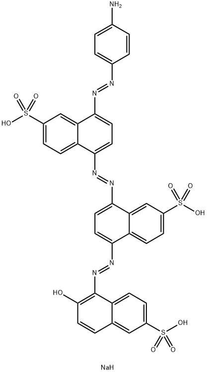 trisodium 8-[[4-[(4-aminophenyl)azo]-6-sulphonatonaphthyl]azo]-5-[(2-hydroxy-6-sulphonatonaphthyl)azo]naphthalene-2-sulphonate  Structure