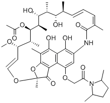 2,7-(Epoxypentadeca(1,11,13)trienimino)naphtho(2,1-b)furan-1,11(2H)-di one, 9-((2,5-dimethyl-1-pyrrolidinylcarbonyl)methoxy)-2,4,12,16,18,20, 22-heptamethyl-23-methoxy-5,6,17,19,21-pentahydroxy-, 21-acetate Structure