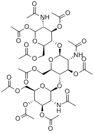 O-3,4,6-Tri-O-acetyl-2-(acetylamino)-2-deoxy-b-D-glucopyranosyl-(1-4)-O-3,6-di-O-acetyl-2-(acetylamino)-2-deoxy-b-D-glucopyranosyl-(1-4)-2-(acetylamino)-2-deoxy-1,3,6-triacetate-a-D-glucopyranose Structure