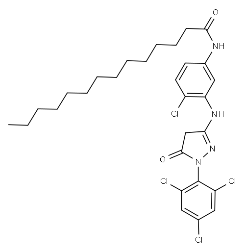 N-(4-Chloro-3-((4,5-dihydro-5-oxo-1-(2,4,6-trichlorophenyl)-1H-pyrazol-3-yl)amino)phenyl)myristamide Structure