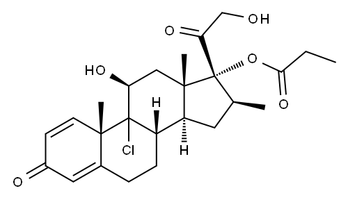 9-chloro-11beta,17,21-trihydroxy-16beta-methylpregna-1,4-diene-3,20-dione 17-propionate Structure