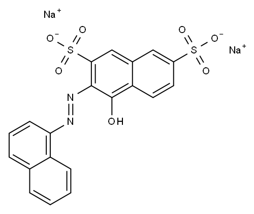 4-Hydroxy-3-(1-naphthalenylazo)-2,7-naphthalenedisulfonic acid disodium salt Structure