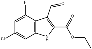 1H-INDOLE-2-CARBOXYLIC ACID,6-CHLORO-4-FLUORO-3-FORMYL-,ETHYL ESTER Structure
