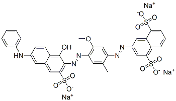 trisodium 3-[[4-[[6-(anilino)-1-hydroxy-3-sulphonato-2-naphthyl]azo]-5-methoxy-o-tolyl]azo]naphthalene-1,5-disulphonate Structure