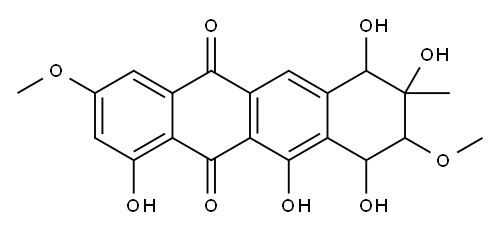 7,8,9,10-Tetrahydro-1,7,8,10,11-pentahydroxy-3,9-dimethoxy-8-methylnaphthacene-5,12-dione Structure