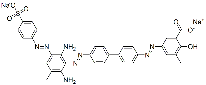 disodium 5-[[4'-[[2,6-diamino-3-methyl-5-[(4-sulphonatophenyl)azo]phenyl]azo][1,1'-biphenyl]-4-yl]azo]-3-methylsalicylate Structure