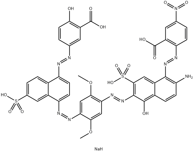 tetrasodium 2-[[2-amino-6-[[4-[[4-[(3-carboxylato-4-hydroxyphenyl)azo]-7-sulphonato-1-naphthyl]azo]-2,5-dimethoxyphenyl]azo]-5-hydroxy-7-sulphonato-1-naphthyl]azo]-5-nitrobenzoate  Structure