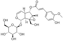 [(1aS)-1a,1bα,2,5aα,6,6aβ-Hexahydro-6α-[(E)-3-(4-hydroxy-3-methoxyphenyl)propenoyloxy]-1aβ-(hydroxymethyl)oxireno[4,5]cyclopenta[1,2-c]pyran-2α-yl]β-D-glucopyranoside Structure