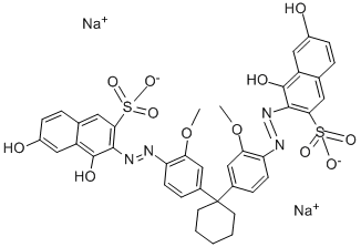 disodium 3,3'-[cyclohexylidenebis[(2-methoxy-4,1-phenylene)azo]]bis(4,6-dihydroxynaphthalene-2-sulphonate)  Structure
