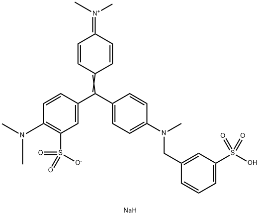 hydrogen [4-[[4-(dimethylamino)-3-sulphonatophenyl][4-[methyl(3-sulphonatobenzyl)amino]phenyl]methylene]cyclohexa-2,5-dien-1-ylidene]dimethylammonium, sodium salt  Structure