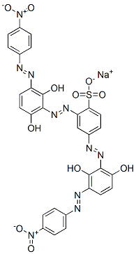 2,4-Bis[[2,6-dihydroxy-3-[(4-nitrophenyl)azo]phenyl]azo]benzenesulfonic acid sodium salt Structure
